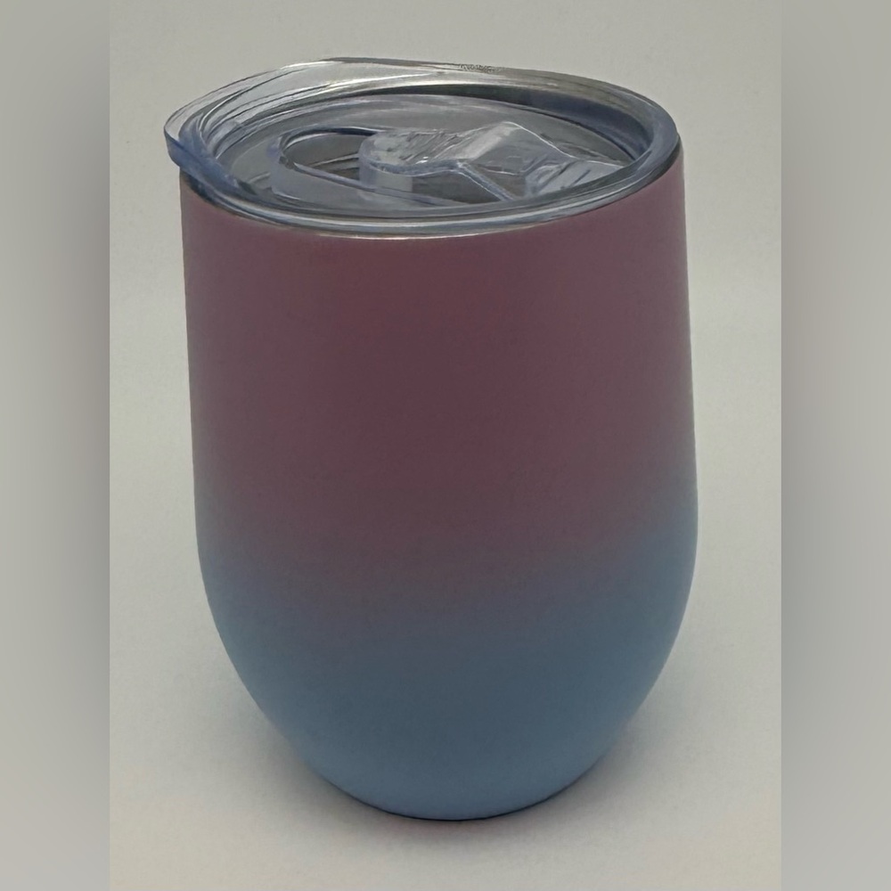 Chic & Tonic 12 oz Wine Tumbler w/Lid Light Pink & Light Blue Ombré Shades NWT